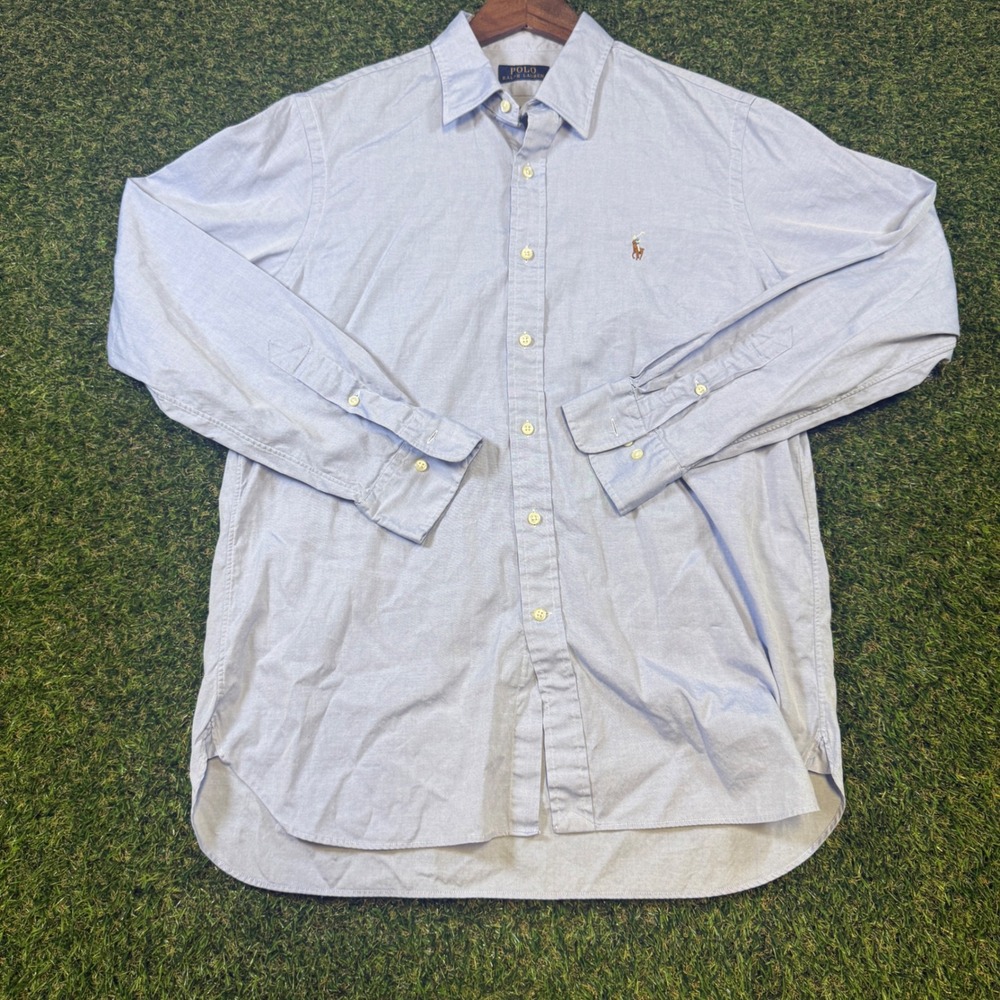 Polo Ralph Lauren Mens Blue Oxford Button Down Shirt Size 16 34/35 Long Sleeve